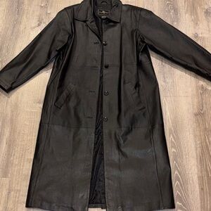 Brandon Thomas Black Trench Leather Jacket